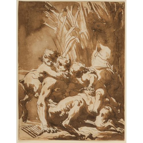 Pan with Young Satyrs, a Putto and a Nymph